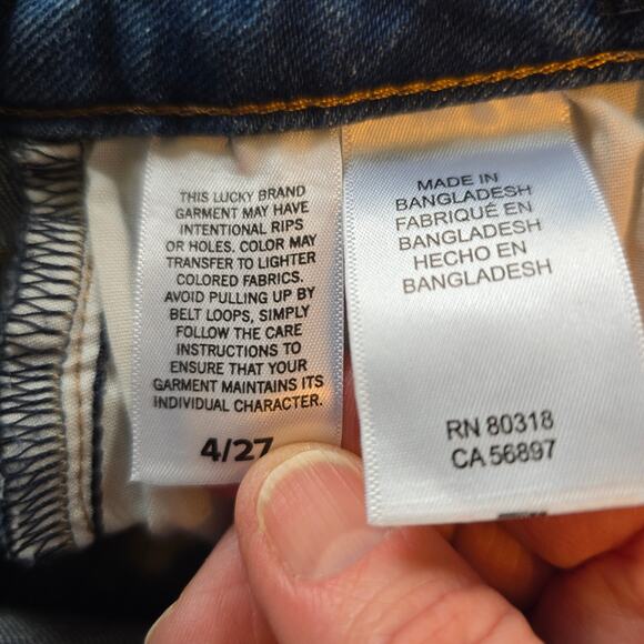 Lucky Brand The Roll Up Jeans Shorts Women's 4 Blue Distressed Festival Beachy - Picture 5 of 8